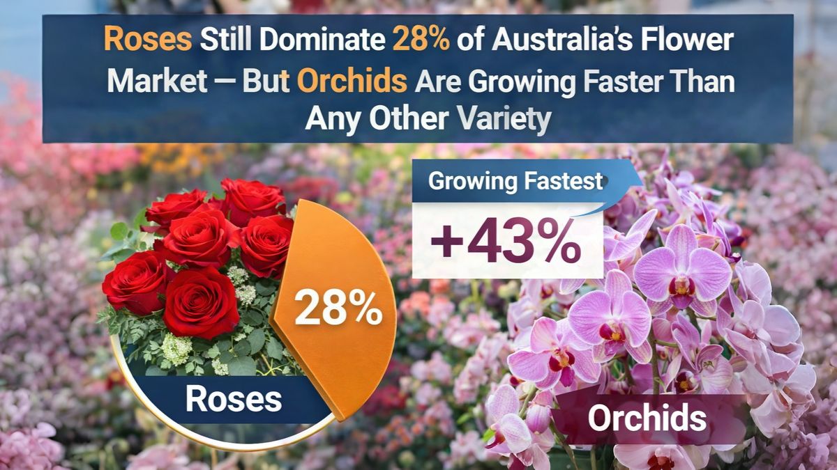 Roses Still Dominate 28% of Australia's Flower Market — But Orchids Are Growing Faster Than Any Other Variety